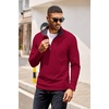image:imageCOOFANDY Mens Quarter Zip Pullover Lightweight Sweater Casual Long Sleeve Corduroy Half Zip SweatshirtRed