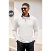 image:imageCOOFANDY Mens Quarter Zip Pullover Lightweight Sweater Casual Long Sleeve Corduroy Half Zip SweatshirtWhite