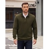 image:imageCOOFANDY Mens Quarter Zip Pullover Long Sleeve Waffle Quilted Sweatshirt Casual Polo Sweaters with PocketArmy Green