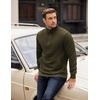 image:imageCOOFANDY Mens Quarter Zip Pullover Long Sleeve Waffle Quilted Sweatshirt Casual Polo Sweaters with PocketArmy Green