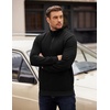 image:imageCOOFANDY Mens Quarter Zip Pullover Long Sleeve Waffle Quilted Sweatshirt Casual Polo Sweaters with PocketBlack
