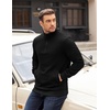 image:imageCOOFANDY Mens Quarter Zip Pullover Long Sleeve Waffle Quilted Sweatshirt Casual Polo Sweaters with PocketBlack