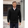 image:imageCOOFANDY Mens Quarter Zip Pullover Long Sleeve Waffle Quilted Sweatshirt Casual Polo Sweaters with PocketBlack