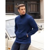 image:imageCOOFANDY Mens Quarter Zip Pullover Long Sleeve Waffle Quilted Sweatshirt Casual Polo Sweaters with PocketDark Blue