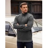 image:imageCOOFANDY Mens Quarter Zip Pullover Long Sleeve Waffle Quilted Sweatshirt Casual Polo Sweaters with PocketDark Grey