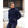 image:imageCOOFANDY Mens Quarter Zip Pullover Long Sleeve Waffle Quilted Sweatshirt Casual Polo Sweaters with PocketDeep Blue