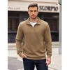 image:imageCOOFANDY Mens Quarter Zip Pullover Long Sleeve Waffle Quilted Sweatshirt Casual Polo Sweaters with PocketKhaki