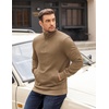 image:imageCOOFANDY Mens Quarter Zip Pullover Long Sleeve Waffle Quilted Sweatshirt Casual Polo Sweaters with PocketKhaki
