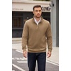 image:imageCOOFANDY Mens Quarter Zip Pullover Long Sleeve Waffle Quilted Sweatshirt Casual Polo Sweaters with PocketKhaki