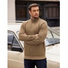 image:imageCOOFANDY Mens Quarter Zip Pullover Long Sleeve Waffle Quilted Sweatshirt Casual Polo Sweaters with PocketKhaki