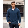 image:imageCOOFANDY Mens Quarter Zip Pullover Long Sleeve Waffle Quilted Sweatshirt Casual Polo Sweaters with PocketNavy Blue