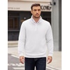 image:imageCOOFANDY Mens Quarter Zip Pullover Long Sleeve Waffle Quilted Sweatshirt Casual Polo Sweaters with PocketWhite
