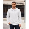 image:imageCOOFANDY Mens Quarter Zip Pullover Long Sleeve Waffle Quilted Sweatshirt Casual Polo Sweaters with PocketWhite