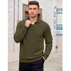 image:imageCOOFANDY Mens Quarter Zip Pullover Mock Neck Lightweight Sweatshirt Long Sleeve Polo Shirt Business Casual Pullover TopArmy Green