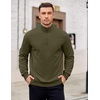 image:imageCOOFANDY Mens Quarter Zip Pullover Mock Neck Lightweight Sweatshirt Long Sleeve Polo Shirt Business Casual Pullover TopArmy Green
