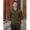 image:imageCOOFANDY Mens Quarter Zip Pullover Mock Neck Lightweight Sweatshirt Long Sleeve Polo Shirt Business Casual Pullover TopArmy Green