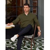 image:imageCOOFANDY Mens Quarter Zip Pullover Mock Neck Lightweight Sweatshirt Long Sleeve Polo Shirt Business Casual Pullover TopArmy Green