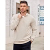 image:imageCOOFANDY Mens Quarter Zip Pullover Mock Neck Lightweight Sweatshirt Long Sleeve Polo Shirt Business Casual Pullover TopBeige