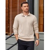 image:imageCOOFANDY Mens Quarter Zip Pullover Mock Neck Lightweight Sweatshirt Long Sleeve Polo Shirt Business Casual Pullover TopBeige