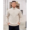 image:imageCOOFANDY Mens Quarter Zip Pullover Mock Neck Lightweight Sweatshirt Long Sleeve Polo Shirt Business Casual Pullover TopBeige