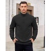 image:imageCOOFANDY Mens Quarter Zip Pullover Mock Neck Lightweight Sweatshirt Long Sleeve Polo Shirt Business Casual Pullover TopBlack
