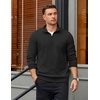 image:imageCOOFANDY Mens Quarter Zip Pullover Mock Neck Lightweight Sweatshirt Long Sleeve Polo Shirt Business Casual Pullover TopBlack