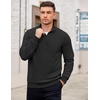 image:imageCOOFANDY Mens Quarter Zip Pullover Mock Neck Lightweight Sweatshirt Long Sleeve Polo Shirt Business Casual Pullover TopBlack