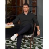 image:imageCOOFANDY Mens Quarter Zip Pullover Mock Neck Lightweight Sweatshirt Long Sleeve Polo Shirt Business Casual Pullover TopBlack
