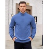 image:imageCOOFANDY Mens Quarter Zip Pullover Mock Neck Lightweight Sweatshirt Long Sleeve Polo Shirt Business Casual Pullover TopBlue