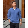 image:imageCOOFANDY Mens Quarter Zip Pullover Mock Neck Lightweight Sweatshirt Long Sleeve Polo Shirt Business Casual Pullover TopBlue