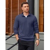 image:imageCOOFANDY Mens Quarter Zip Pullover Mock Neck Lightweight Sweatshirt Long Sleeve Polo Shirt Business Casual Pullover TopBluish Purple