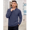 image:imageCOOFANDY Mens Quarter Zip Pullover Mock Neck Lightweight Sweatshirt Long Sleeve Polo Shirt Business Casual Pullover TopBluish Purple