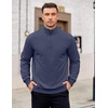 image:imageCOOFANDY Mens Quarter Zip Pullover Mock Neck Lightweight Sweatshirt Long Sleeve Polo Shirt Business Casual Pullover TopBluish Purple