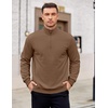 image:imageCOOFANDY Mens Quarter Zip Pullover Mock Neck Lightweight Sweatshirt Long Sleeve Polo Shirt Business Casual Pullover TopBrown