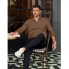 image:imageCOOFANDY Mens Quarter Zip Pullover Mock Neck Lightweight Sweatshirt Long Sleeve Polo Shirt Business Casual Pullover TopBrown