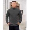 image:imageCOOFANDY Mens Quarter Zip Pullover Mock Neck Lightweight Sweatshirt Long Sleeve Polo Shirt Business Casual Pullover TopDark Gray