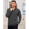 image:imageCOOFANDY Mens Quarter Zip Pullover Mock Neck Lightweight Sweatshirt Long Sleeve Polo Shirt Business Casual Pullover TopDark Gray