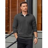 image:imageCOOFANDY Mens Quarter Zip Pullover Mock Neck Lightweight Sweatshirt Long Sleeve Polo Shirt Business Casual Pullover TopDark Gray