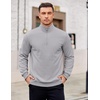 image:imageCOOFANDY Mens Quarter Zip Pullover Mock Neck Lightweight Sweatshirt Long Sleeve Polo Shirt Business Casual Pullover TopLight Gray