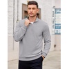 image:imageCOOFANDY Mens Quarter Zip Pullover Mock Neck Lightweight Sweatshirt Long Sleeve Polo Shirt Business Casual Pullover TopLight Gray