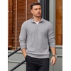 image:imageCOOFANDY Mens Quarter Zip Pullover Mock Neck Lightweight Sweatshirt Long Sleeve Polo Shirt Business Casual Pullover TopLight Gray