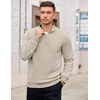 image:imageCOOFANDY Mens Quarter Zip Pullover Mock Neck Lightweight Sweatshirt Long Sleeve Polo Shirt Business Casual Pullover TopLight Khaki