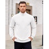 image:imageCOOFANDY Mens Quarter Zip Pullover Mock Neck Lightweight Sweatshirt Long Sleeve Polo Shirt Business Casual Pullover TopWhite