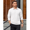 image:imageCOOFANDY Mens Quarter Zip Pullover Mock Neck Lightweight Sweatshirt Long Sleeve Polo Shirt Business Casual Pullover TopWhite