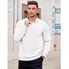 image:imageCOOFANDY Mens Quarter Zip Pullover Mock Neck Lightweight Sweatshirt Long Sleeve Polo Shirt Business Casual Pullover TopWhite
