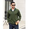image:imageCOOFANDY Mens Quarter Zip Pullover Mock Neck Quilted Sweatshirt Casual Long Sleeve Polo SweaterArmy Green
