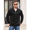 image:imageCOOFANDY Mens Quarter Zip Pullover Mock Neck Quilted Sweatshirt Casual Long Sleeve Polo SweaterBlack 01