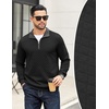 image:imageCOOFANDY Mens Quarter Zip Pullover Mock Neck Quilted Sweatshirt Casual Long Sleeve Polo SweaterBlack 01