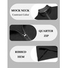 image:imageCOOFANDY Mens Quarter Zip Pullover Mock Neck Quilted Sweatshirt Casual Long Sleeve Polo SweaterBlack 01