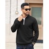 image:imageCOOFANDY Mens Quarter Zip Pullover Mock Neck Quilted Sweatshirt Casual Long Sleeve Polo SweaterBlack 02